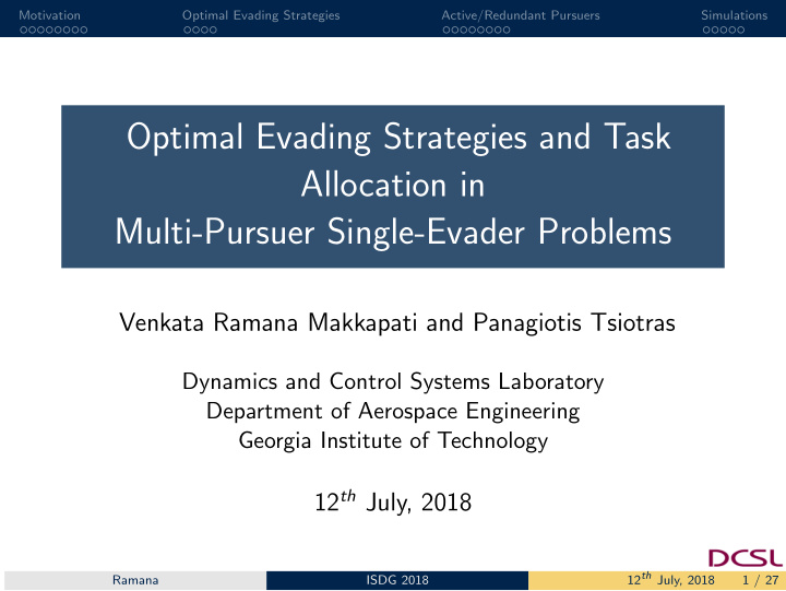 optimal evading strategies and task allocation in multi