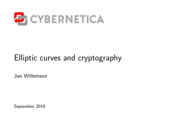 elliptic curves and cryptography