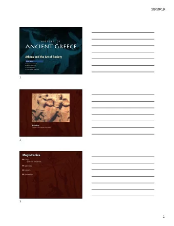 ancient Greece  Athens and the Art of Society  MEETING 6  (Sparta continued)  Athenian