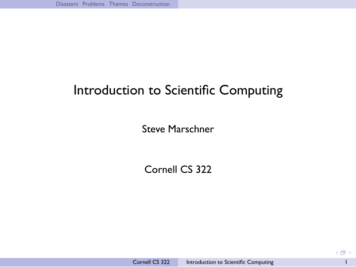 introduction to scienti c computing
