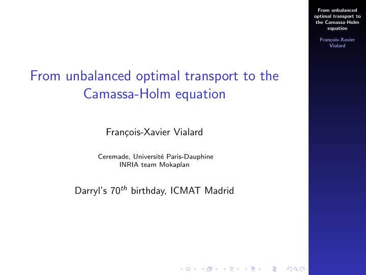 from unbalanced optimal transport to the camassa holm