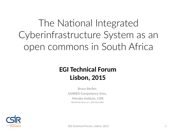the natjonal integrated cyberinfrastructure system as an