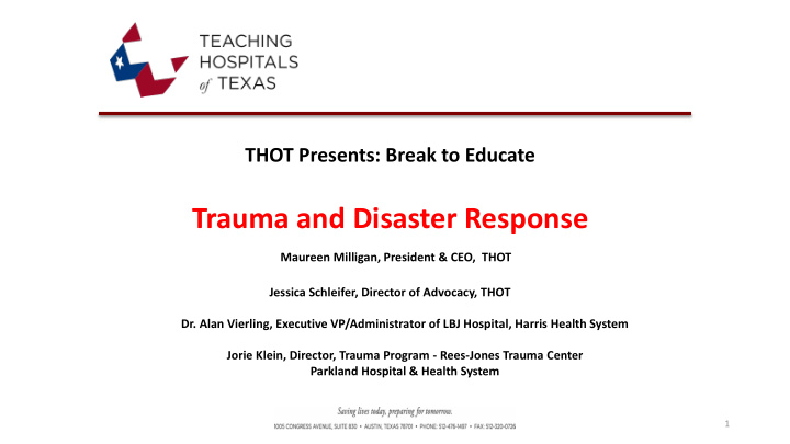 trauma and disaster response