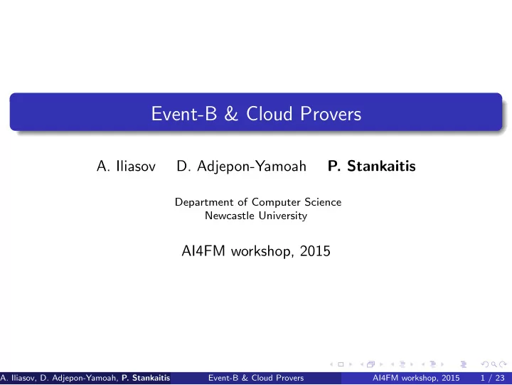 event b cloud provers