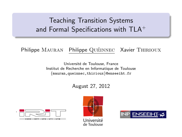 teaching transition systems