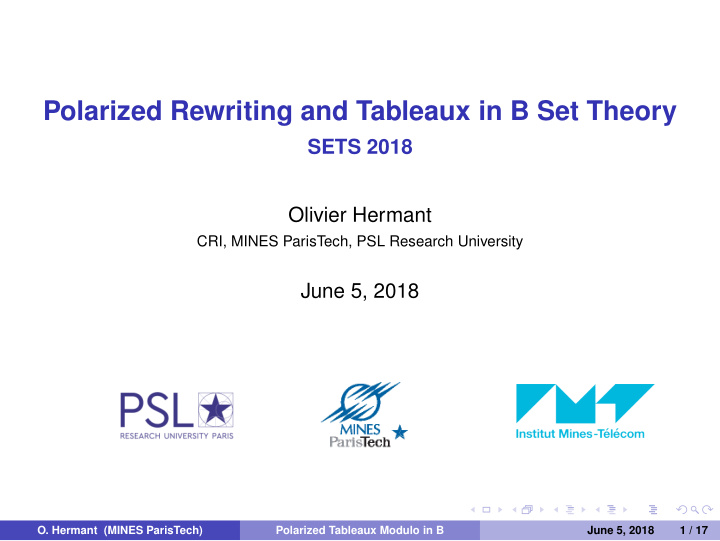 polarized rewriting and tableaux in b set theory