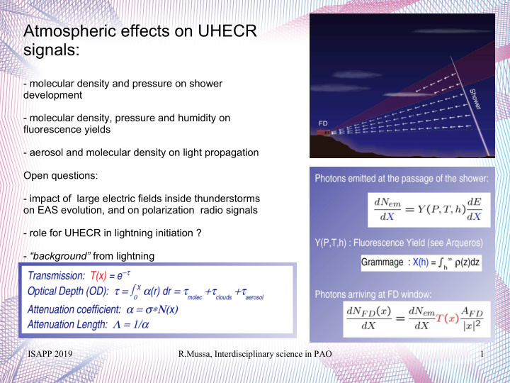 atmospheric effects on uhecr signals