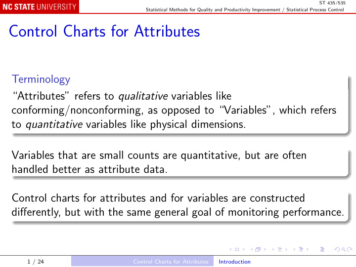 control charts for attributes