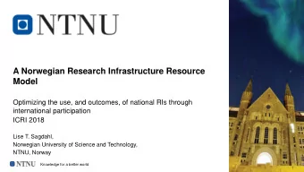 A Norwegian Research Infrastructure Resource  Model  Optimizing the use, and outcomes, of national