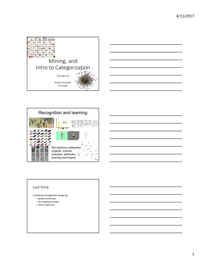 mining and intro to categorization