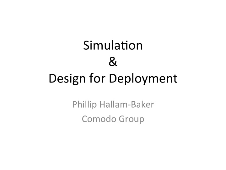 simula on design for deployment