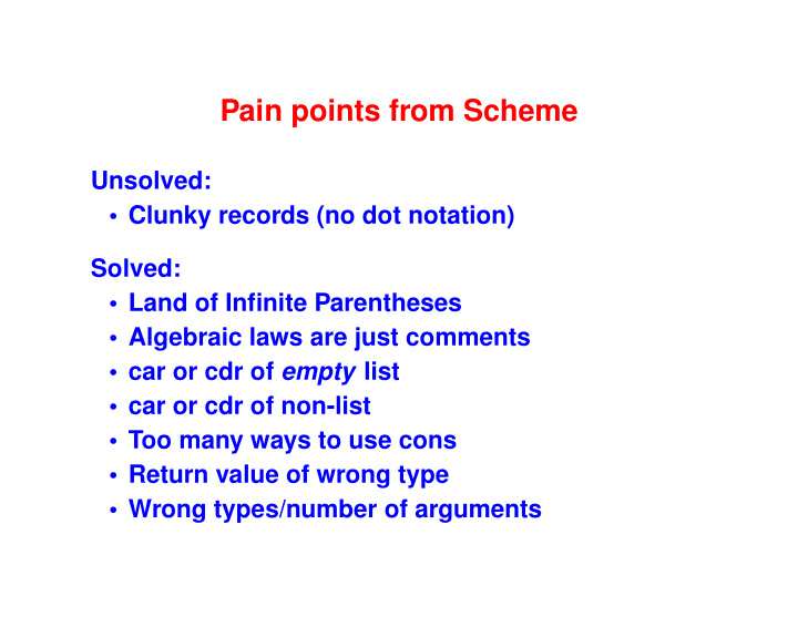 pain points from scheme
