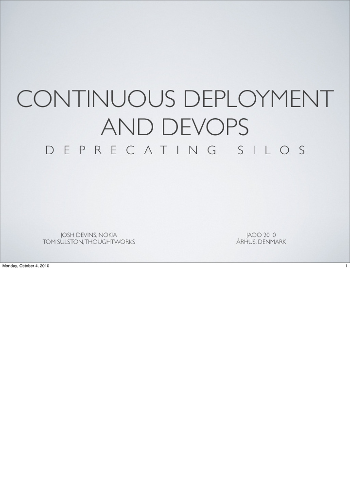 continuous deployment and devops