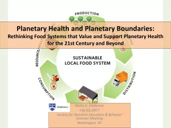 Planetary Health and Planetary Boundaries:  Rethinking Food Systems that Value and Support