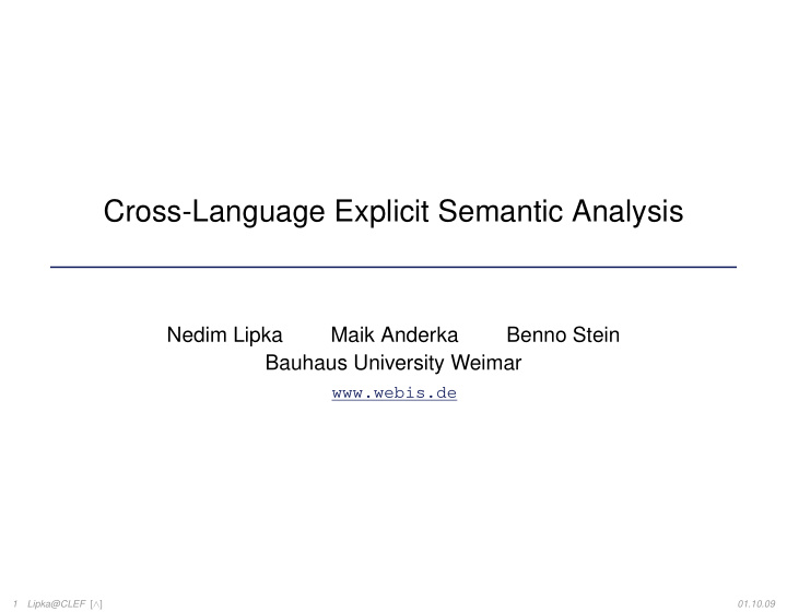 cross language explicit semantic analysis