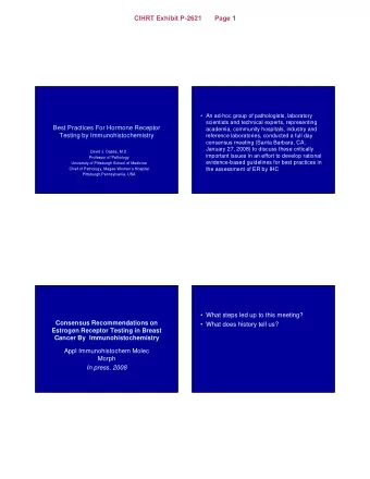 CIHRT Exhibit P-2621       Page 1   An ad-hoc group of pathologists, laboratory  scientists and