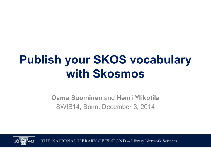 publish your skos vocabulary with skosmos