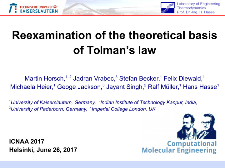 reexamination of the theoretical basis of tolman s law