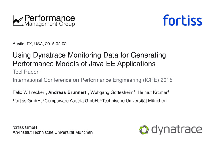 using dynatrace monitoring data for generating