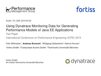 Using Dynatrace Monitoring Data for Generating  Performance Models of Java EE Applications  Tool