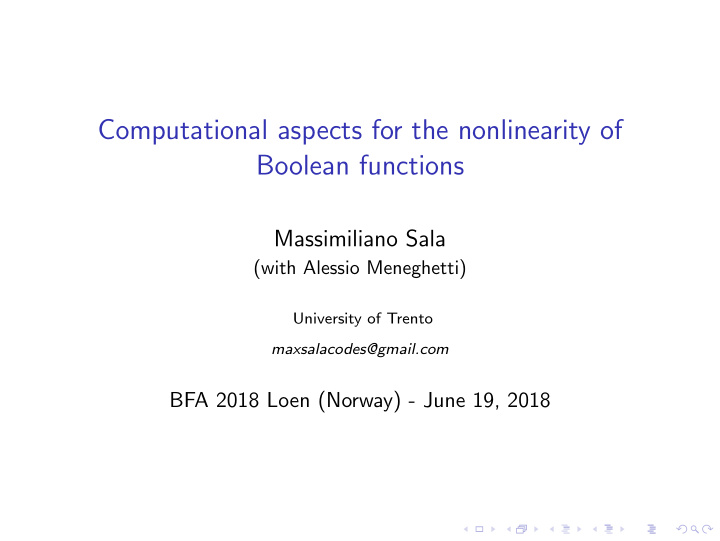 computational aspects for the nonlinearity of boolean