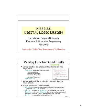 14:332:231  DIGITAL LOGIC DESIGN  Ivan Marsic, Rutgers University  Electrical &amp; Computer