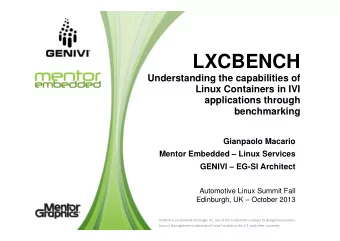 LXCBENCH  Understanding the capabilities of  Linux Containers in IVI  applications through