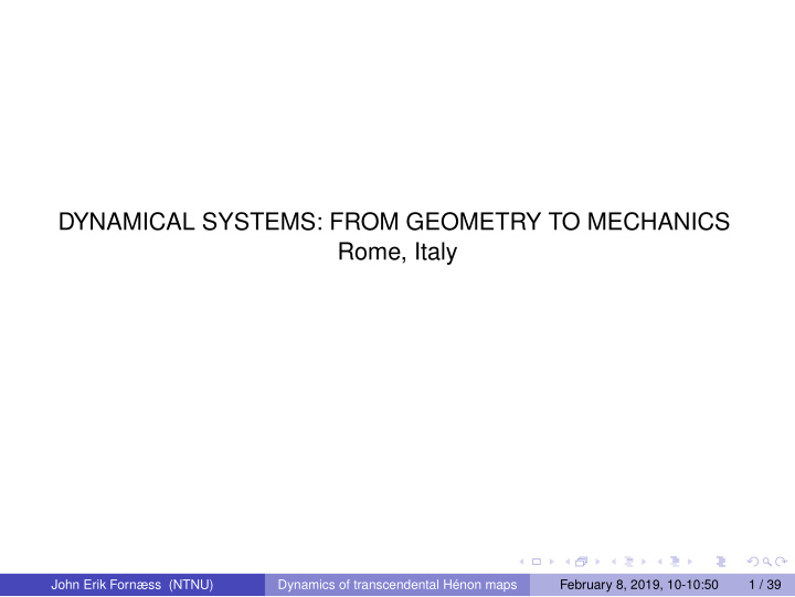 dynamical systems from geometry to mechanics rome italy
