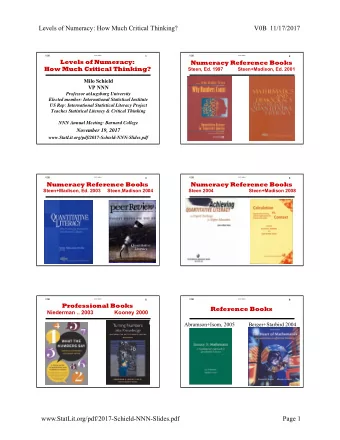 Levels of Numeracy: How Much Critical Thinking?  V0B  11/17/2017  V0B  V0B  2017 NNN1  1  2017 NNN1