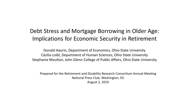 debt stress and mortgage borrowing in older age