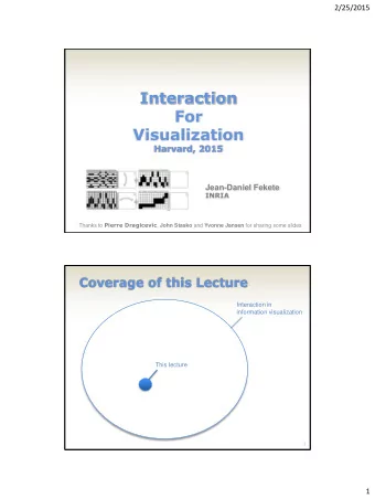 Interaction  For  Visualization  Harvard, 2015 Jean-Daniel Fekete  INRIA Thanks to Pierre