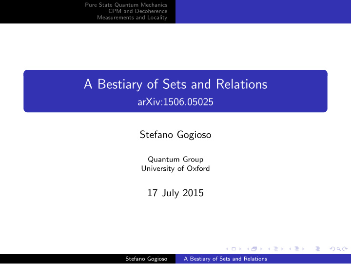 a bestiary of sets and relations