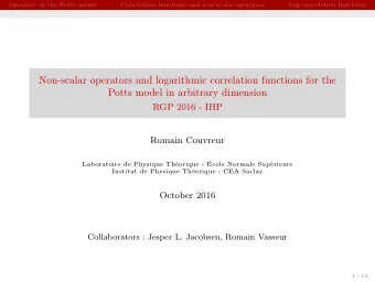 Non-scalar operators and logarithmic correlation functions for the  Potts model in arbitrary