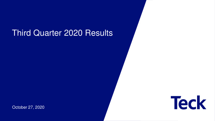 third quarter 2020 results