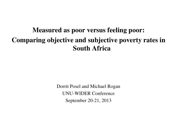 measured as poor versus feeling poor comparing objective