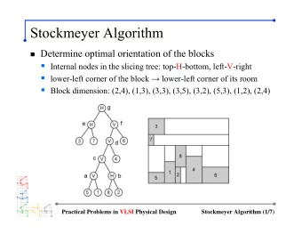 Stockmeyer Algorithm  Determine optimal orientation of the blocks  Internal nodes in the