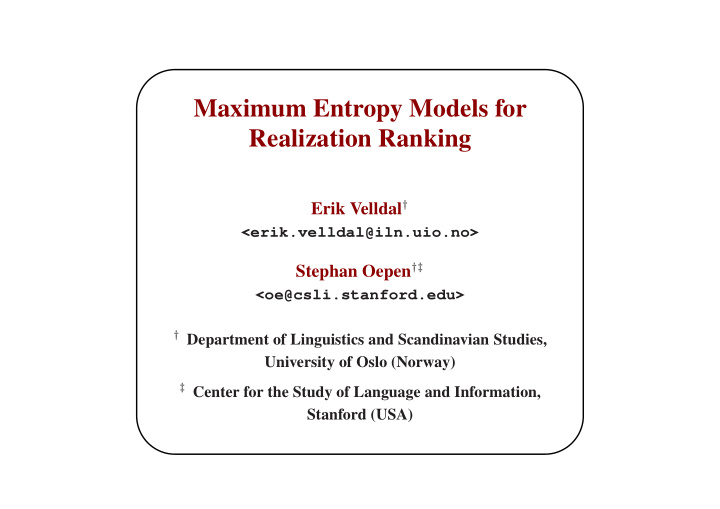 maximum entropy models for