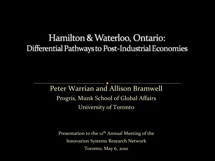 peter warrian and allison bramwell