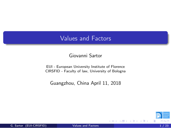 values and factors