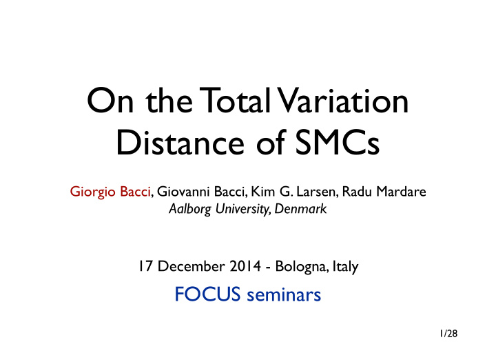 on the total variation distance of smcs