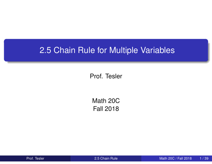 2 5 chain rule for multiple variables