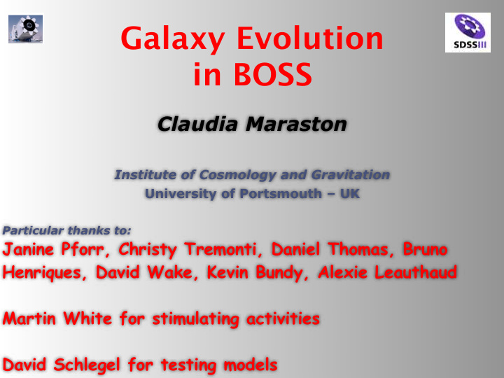 galaxy evolution in boss