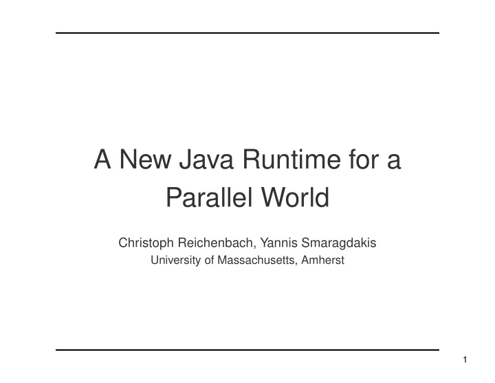 a new java runtime for a parallel world