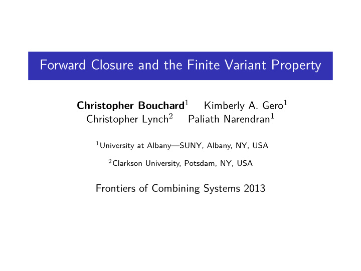 forward closure and the finite variant property