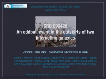 GRB 090426  An oddball event in the outskirts of two  interacting galaxies  Christina Thne (INAF