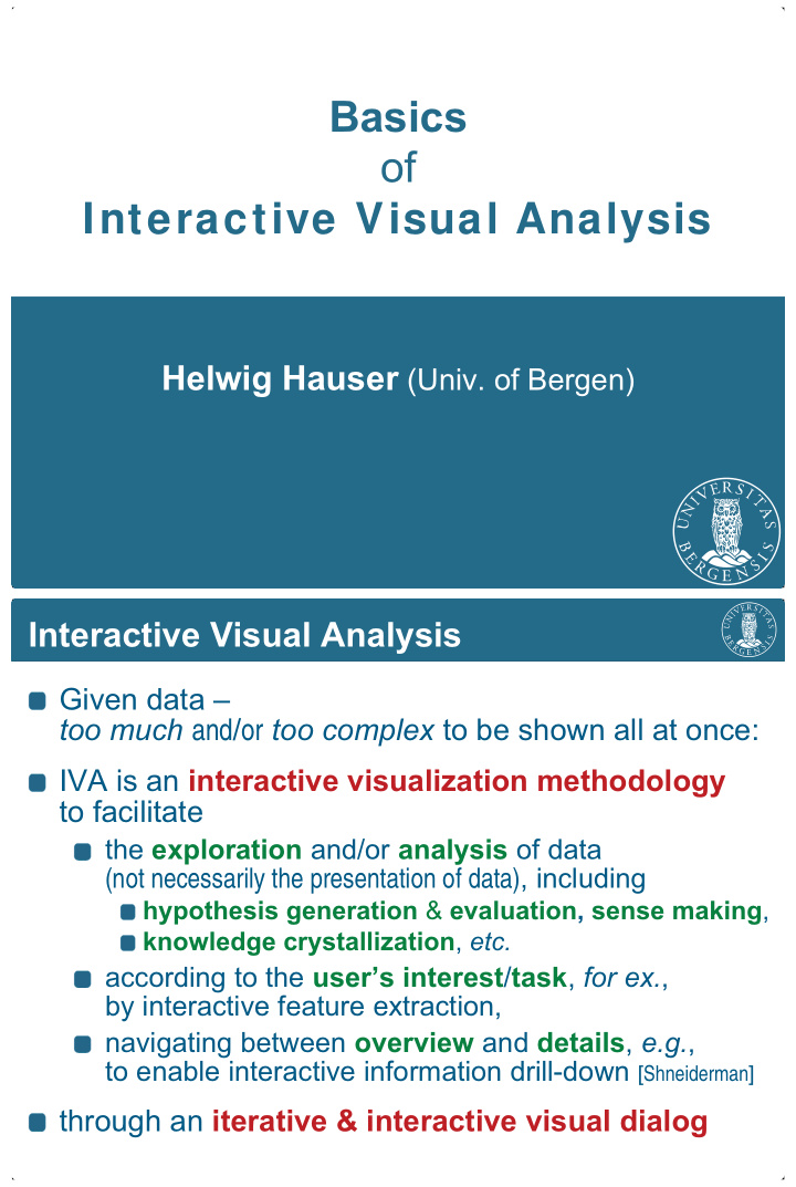 basics of interactive visual analysis