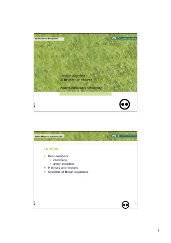 Linear algebra  A brush-up course  Anders Ringgaard Kristensen  1  Anders Ringgaard Kristensen, IPH