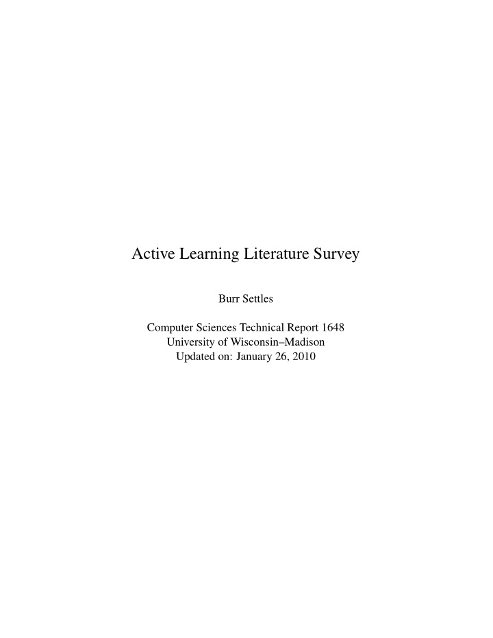 active learning literature survey