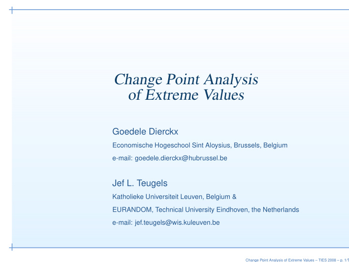 change point analysis of extreme values