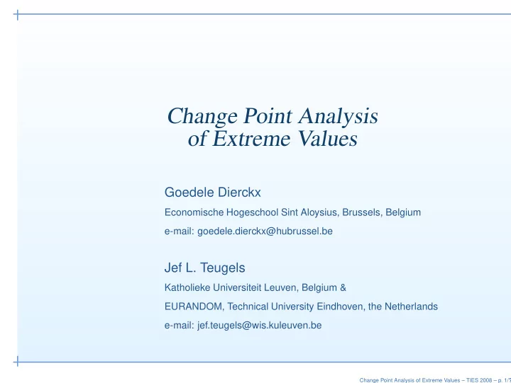 change point analysis of extreme values